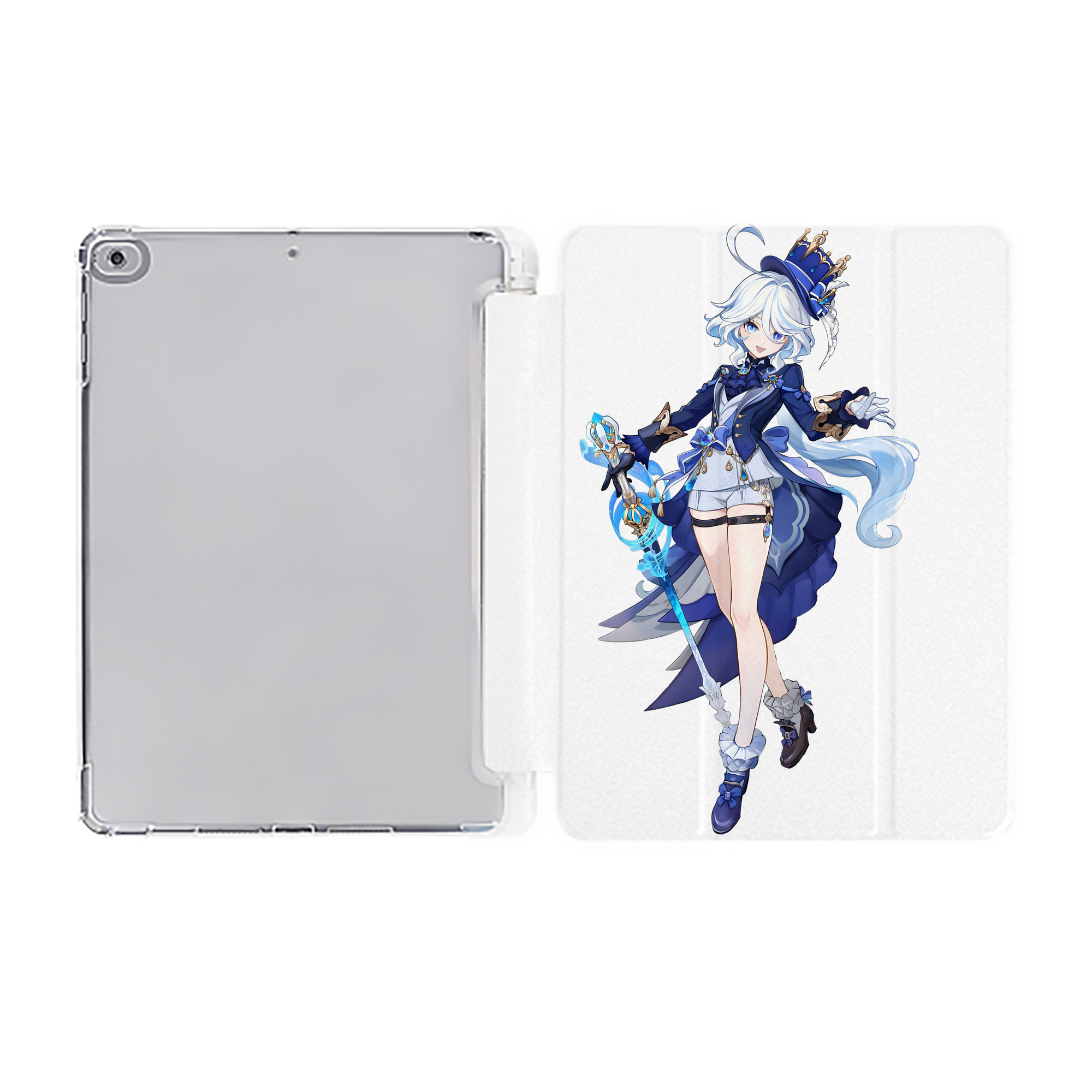 げんし神 フリーナ genshin Furina IPad ケース ペン収納付き 三つ折りスタンド PUレザー×シリコン 対応機種9.5/10.5/10.9インチ
